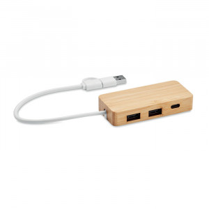 HUBBAM - 3-portowy bambusowy hub USB