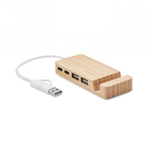 HUBSTAND - 4-portowy bambusowy hub USB