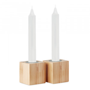 PYRAMIDE - Stojak bambusowy z 2 świecami