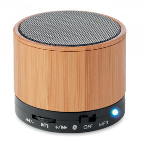 ROUND BAMBOO - Głośnik bluetooth z bambusa